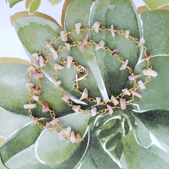 Natural Pink Opal Rosary Choker Necklace - Picture 4 of 8